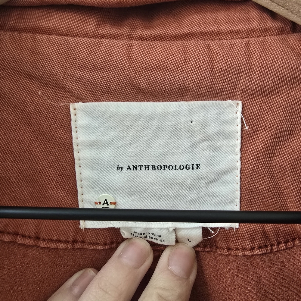 Anthropologie Longline Anorak Hooded Jacket In Rust Orange Size L - Picture 5 of 7